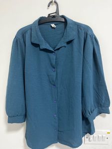 Blue Button-Down Top