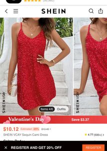Shein Red Spaghetti Sequins Dress
