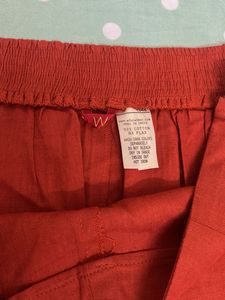 Coral Orange Solid Cropped Cigarette Trouser Pant