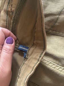 Olive Green Embroidered Jeans