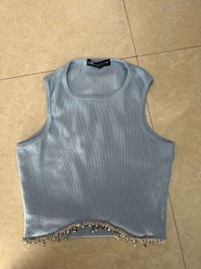 Embellished Crop Top- Blue
