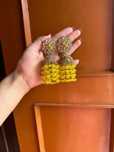 Yellow Jhumka Earrings