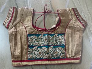 Gold Embroidered Saree Blouse