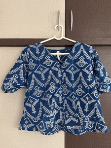 Chikankari Blue Embroidered Top