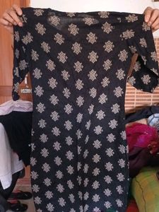 Printed Black cotton Kurta