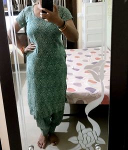 Green Printed Suit