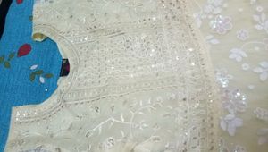 New Partywear Frock / Gown with Duppatta - Cream