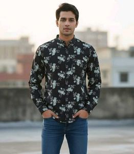 Mens Floral Shirt, Beach Wear, Black Shirt