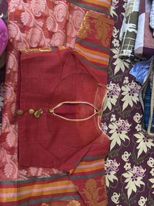 Elegant Red Printed Saree