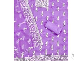 Chikankri dress material- Light Purple