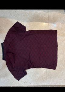 Burgundy Patterned Polo Shirt