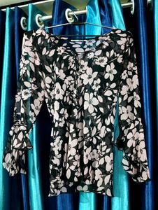 Flower Print Floral Seleves Top