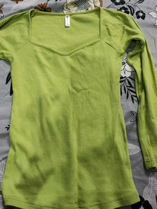 Green Ribbed Knit Top