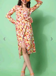 Brand New Colorful Print Wrap Dress
