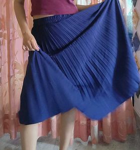 Blue Pleated Skirt