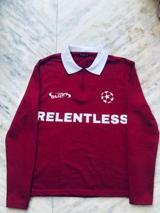 Maroon Graphic Print Polo T-shirt zudio!