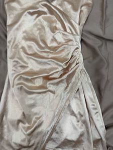 Champagne Satin Mini Dress