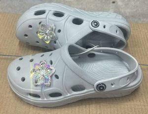 Grey Crocs with Butterfly Charms