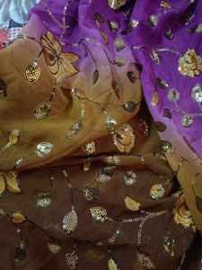 Very Long Double Shade Beautiful Dupatta With Sequence Work In New Condition