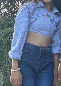 Striped Cutout Crop Top