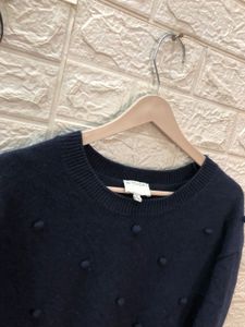 Navy Pom-Pom Detail Sweater🌷
