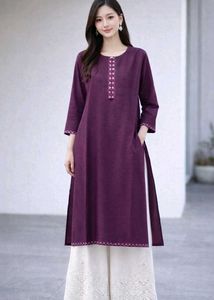 Elegant Purple Cotton Kurta
