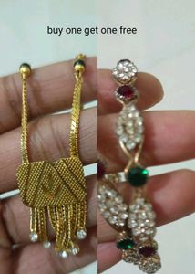 Elegant Gemstone Bangle Bracelet And Neck Chain