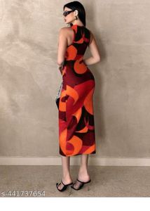 Abstract Print Bodycon Dress