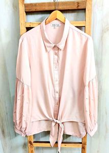Blush Peach Pearl Sleeve Top size-46