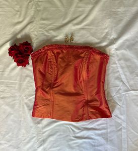 Orange Silk Corset Top