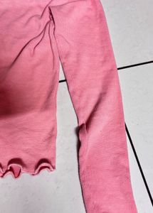 Full Sleeves Round Neck Ribbed Top for Girls