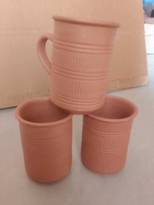 Rustic Clay Mugs (Set of 3)