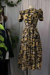 Abstract Print Chiffon Midi Dress