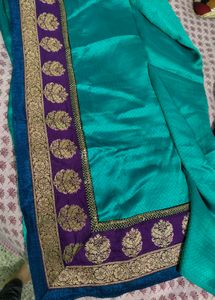 Elegant Teal &amp; Purple Saree
