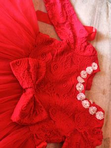 Red Tulle Dress with Bow