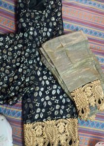 Elegant Black &amp; Gold Embroidered Outfit