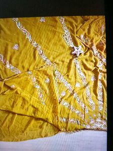 Mustard Yellow Embroidered Saree