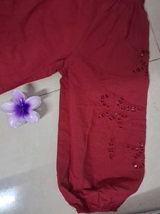maroon embroidered top 🍒