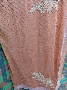 Elegant Peach Saree And Blouse