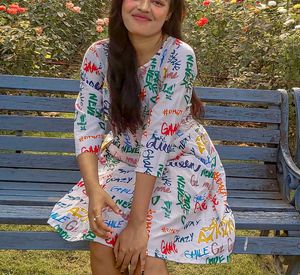 Printed A-Line chicken Knee Length Dress