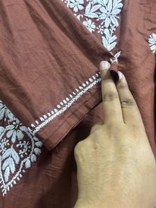 Brown Chikankari Lucknowi Kurta
