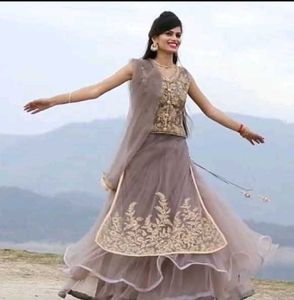 Elegant Grey Embroidered Lehenga Choli