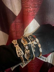 Gold & Rhinestone Bangle Anti Tarnish