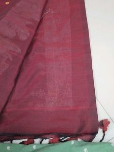 Meroon Khadi Cotton Embroidery Saree...