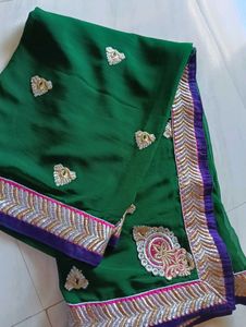 Green Saree with Embellishments