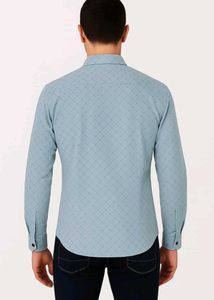 Light Blue Patterned Long Sleeve Shirt