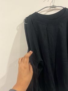 Black Cold Shoulder Balloon Sleeve Top