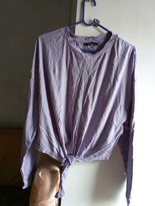 Cute Lilac Tie-Front Top