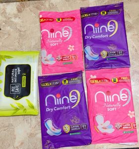 Nine Sanitary Pads & Wipes