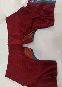 Maroon Embroidered Saree with Blouse
